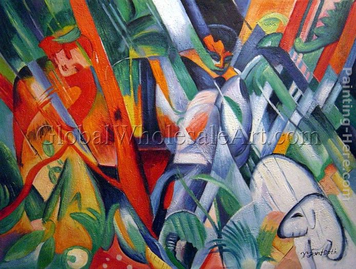 In The Rain  R painting - Franz Marc In The Rain  R art painting